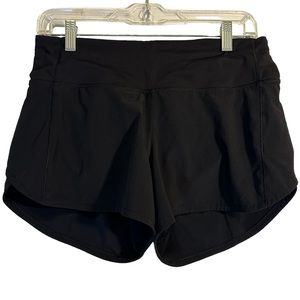Lululemon Black Speed Up Mid-Rise Lined Short 4” Size 6